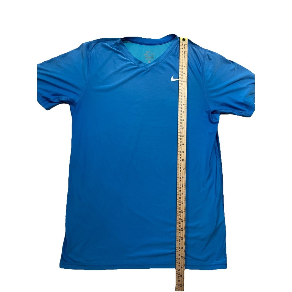 Nike Dri Fit Blue Short Sleeve V-neck Sport Shirt Size L - Picture 2 of 6